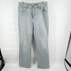 Chicos Platinum Jeans Womens 1 Light Blue Light Wash Straight Leg Mid Rise